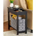 Mesa auxiliar Lakeside Collection con cubo de almacenamiento con estampado moderno - Madera con cesta de tela
