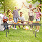 Mesa Plegable Portátil de 8 pies, Plástico HDPE, para Interiores y Exteriores, se Dobla por la Mitad, Negra, con Capacidad para 10 a 12 personas