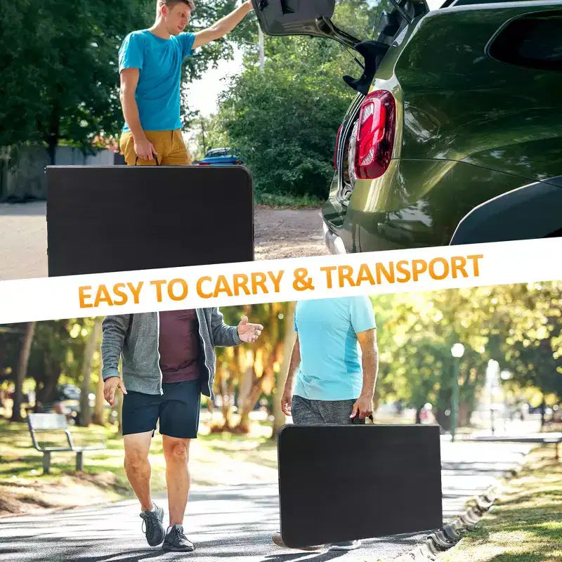 Mesa Plegable Portátil de 8 pies, Plástico HDPE, para Interiores y Exteriores, se Dobla por la Mitad, Negra, con Capacidad para 10 a 12 personas