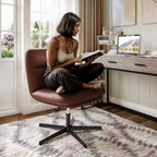 Silla de oficina giratoria sin brazos Merrick Lane de altura ajustable con respaldo medio - Respaldo y asiento anchos acolchados tapizados, marco resistente