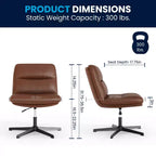Silla de oficina giratoria sin brazos Merrick Lane de altura ajustable con respaldo medio - Respaldo y asiento anchos acolchados tapizados, marco resistente