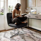 Silla de oficina giratoria sin brazos Merrick Lane de altura ajustable con respaldo medio - Respaldo y asiento anchos acolchados tapizados, marco resistente