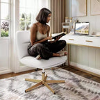Silla de oficina giratoria sin brazos Merrick Lane de altura ajustable con respaldo medio - Respaldo y asiento anchos acolchados tapizados, marco resistente