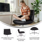 Silla de oficina giratoria sin brazos Merrick Lane de altura ajustable con respaldo medio - Respaldo y asiento anchos acolchados tapizados, marco resistente