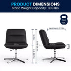 Silla de oficina giratoria sin brazos Merrick Lane de altura ajustable con respaldo medio - Respaldo y asiento anchos acolchados tapizados, marco resistente