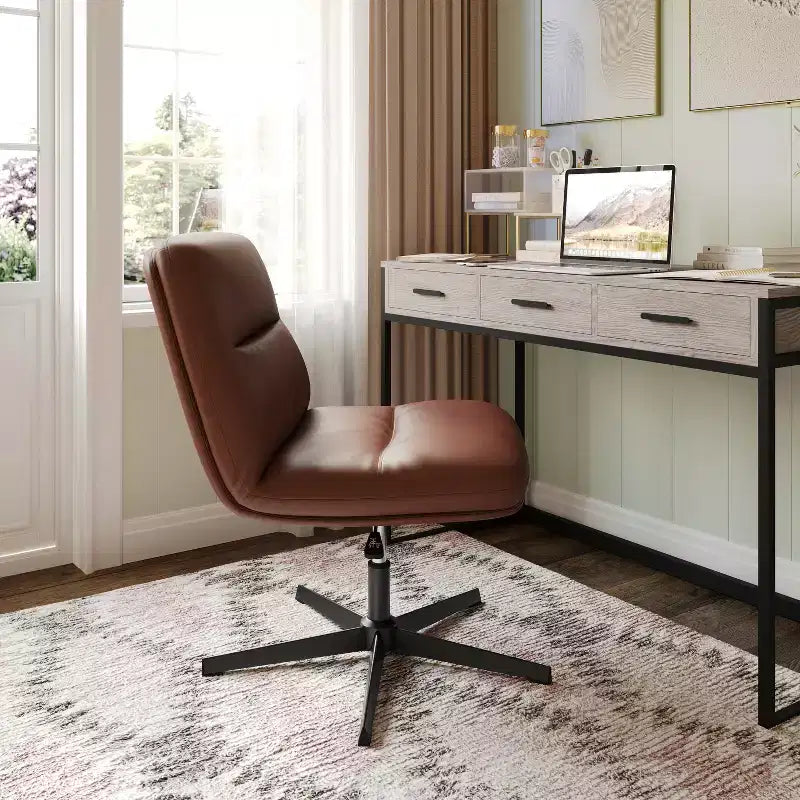 Silla de oficina giratoria sin brazos Merrick Lane de altura ajustable con respaldo medio - Respaldo y asiento anchos acolchados tapizados, marco resistente