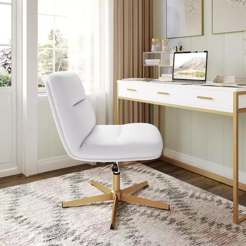 Silla de oficina giratoria sin brazos Merrick Lane de altura ajustable con respaldo medio - Respaldo y asiento anchos acolchados tapizados, marco resistente