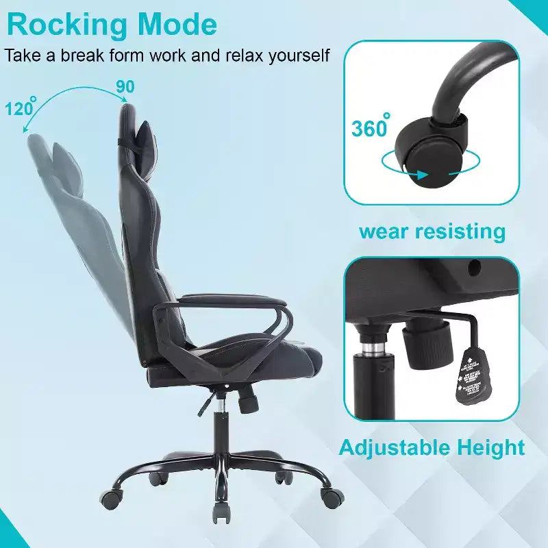 Silla de oficina FDW, silla de juego, silla de escritorio, silla ejecutiva con soporte lumbar, taburete ajustable, silla de ordenador giratoria con ruedas