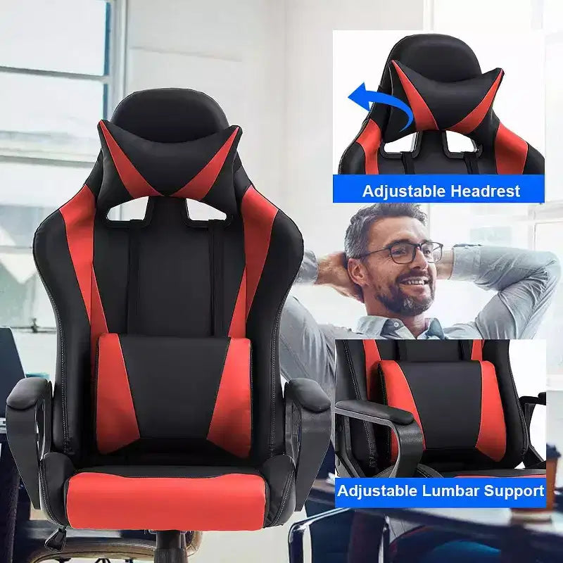 Silla de oficina FDW, silla de juego, silla de escritorio, silla ejecutiva con soporte lumbar, taburete ajustable, silla de ordenador giratoria con ruedas