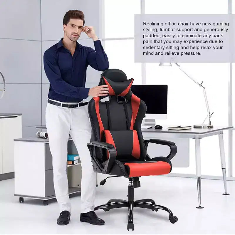Silla de oficina FDW, silla de juego, silla de escritorio, silla ejecutiva con soporte lumbar, taburete ajustable, silla de ordenador giratoria con ruedas