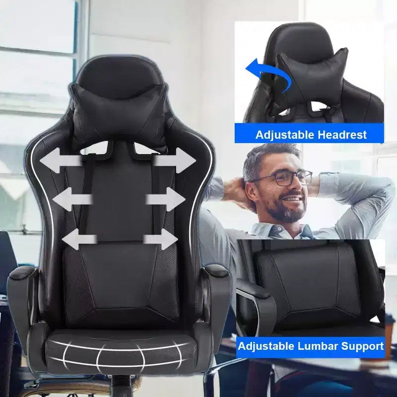 Silla de oficina FDW, silla de juego, silla de escritorio, silla ejecutiva con soporte lumbar, taburete ajustable, silla de ordenador giratoria con ruedas