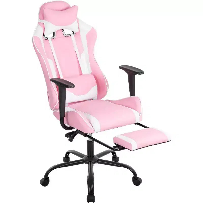 FDW Silla Gaming para PC, Silla de Oficina, Silla Ejecutiva de Respaldo Alto de Cuero PU, Silla de Ordenador de Carreras con Soporte Lumbar y Reposapiés