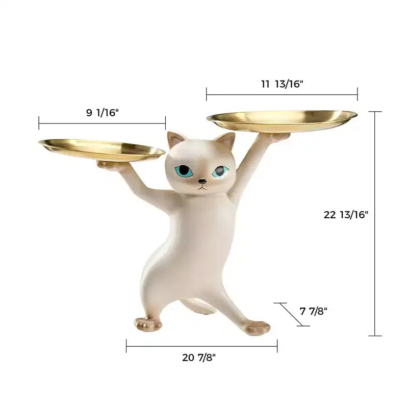 EUREKA ERGONOMIC, 23H, Mesa auxiliar encantadora con diseño de gato, 23.87W x 7.87D x 19.69H, Bandeja de metal