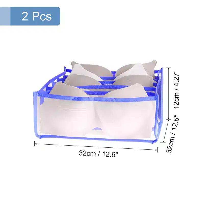 Unique Bargains Organizador de Cajones de Ropa Interior Plegable de 6 Rejillas, Caja de Almacenamiento para Sujetadores, Calcetines, Ropa Interior, 2 Piezas