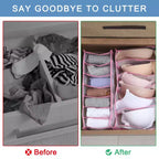Unique Bargains Organizador de Cajones de Ropa Interior Plegable de 6 Rejillas, Caja de Almacenamiento para Sujetadores, Calcetines, Ropa Interior, 2 Piezas