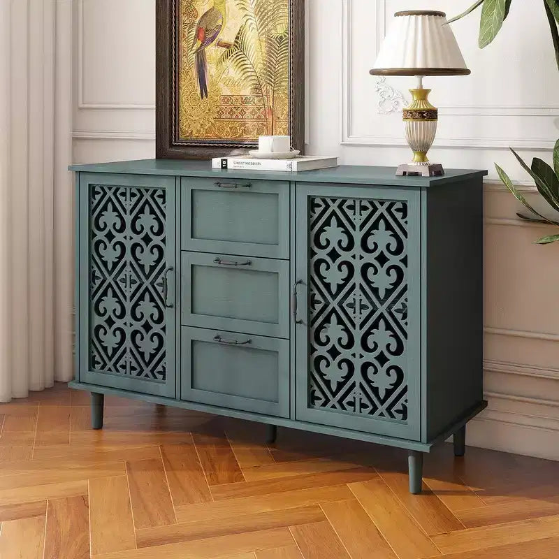 Armario de 3 cajones, despensas de cocina de 47.24 pulgadas con gabinete tipo bufet de 2 puertas, mesa de consola tipo aparador para sala de estar, dormitorio, cocina, entrada