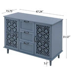 Armario de 3 cajones, despensas de cocina de 47.24 pulgadas con gabinete tipo bufet de 2 puertas, mesa de consola tipo aparador para sala de estar, dormitorio, cocina, entrada