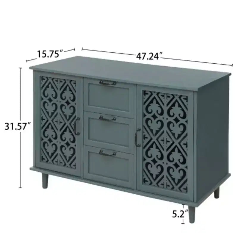 Armario de 3 cajones, despensas de cocina de 47.24 pulgadas con gabinete tipo bufet de 2 puertas, mesa de consola tipo aparador para sala de estar, dormitorio, cocina, entrada