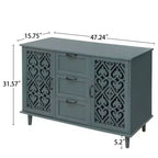Armario de 3 cajones, despensas de cocina de 47.24 pulgadas con gabinete tipo bufet de 2 puertas, mesa de consola tipo aparador para sala de estar, dormitorio, cocina, entrada