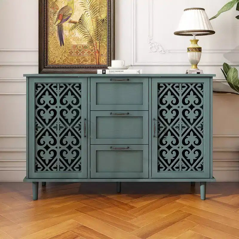 Armario de 3 cajones, despensas de cocina de 47.24 pulgadas con gabinete tipo bufet de 2 puertas, mesa de consola tipo aparador para sala de estar, dormitorio, cocina, entrada