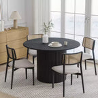 Dovelina 46 Mesa de comedor redonda negra de madera artificial Mesa de cocina Base de diseño Mesa de comedor personalizada para 4 personas