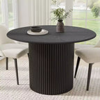 Dovelina 46 Mesa de comedor redonda negra de madera artificial Mesa de cocina Base de diseño Mesa de comedor personalizada para 4 personas