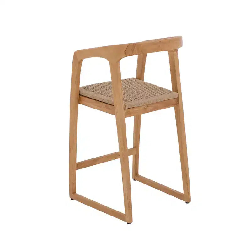 Taburete de bar nórdico de teca 30 natural para interior/exterior - Beige