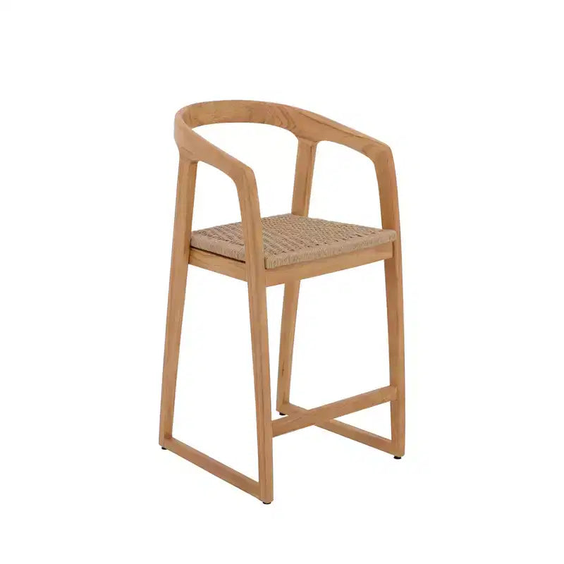Taburete de bar nórdico de teca 30 natural para interior/exterior - Beige