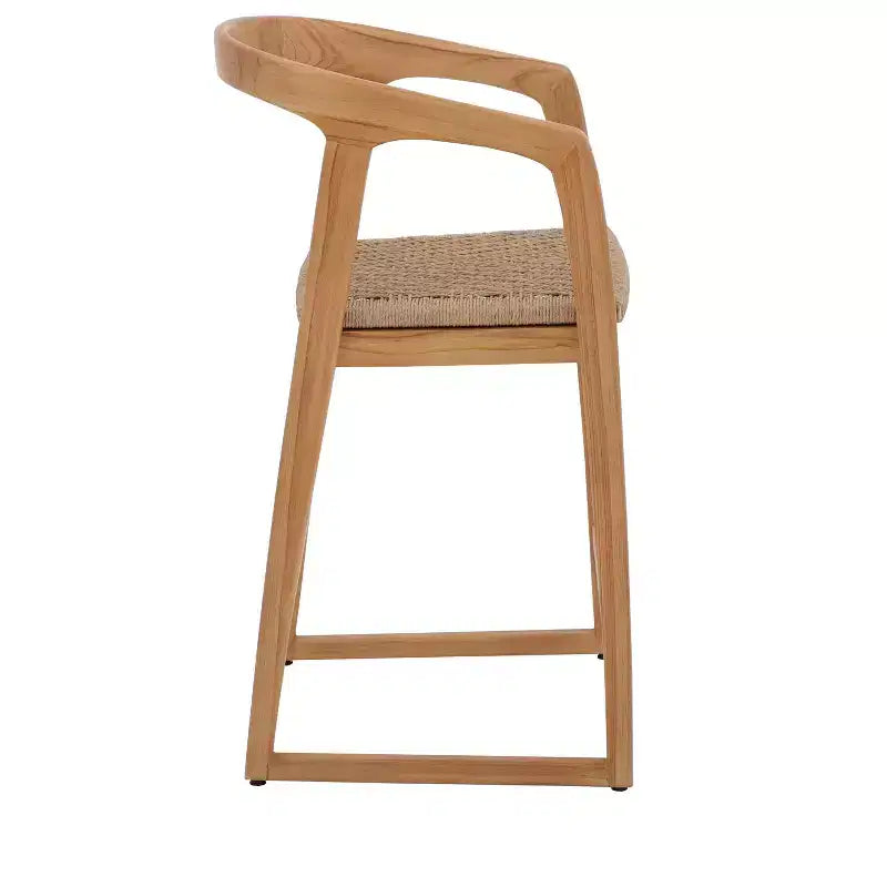 Taburete de bar nórdico de teca 30 natural para interior/exterior - Beige