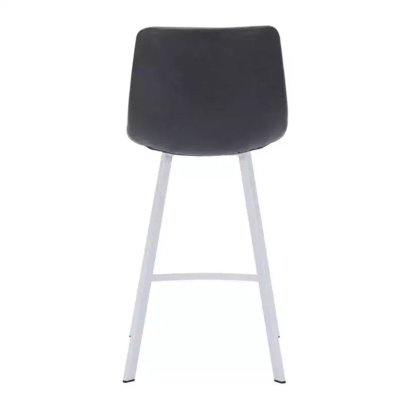 LeisureMod Elland 35 Taburete de Bar Tapizado en Piel con Base Blanca de Acero Inoxidable - Taburete Moderno de Altura de Encimera para Cocina, Bar y Pub