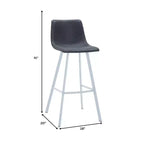 LeisureMod Elland 35 Taburete de Bar Tapizado en Piel con Base Blanca de Acero Inoxidable - Taburete Moderno de Altura de Encimera para Cocina, Bar y Pub
