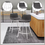 LeisureMod Elland 35 Taburete de Bar Tapizado en Piel con Base Blanca de Acero Inoxidable - Taburete Moderno de Altura de Encimera para Cocina, Bar y Pub