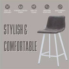 LeisureMod Elland 35 Taburete de Bar Tapizado en Piel con Base Blanca de Acero Inoxidable - Taburete Moderno de Altura de Encimera para Cocina, Bar y Pub