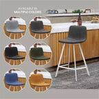 LeisureMod Elland 35 Taburete de Bar Tapizado en Piel con Base Blanca de Acero Inoxidable - Taburete Moderno de Altura de Encimera para Cocina, Bar y Pub