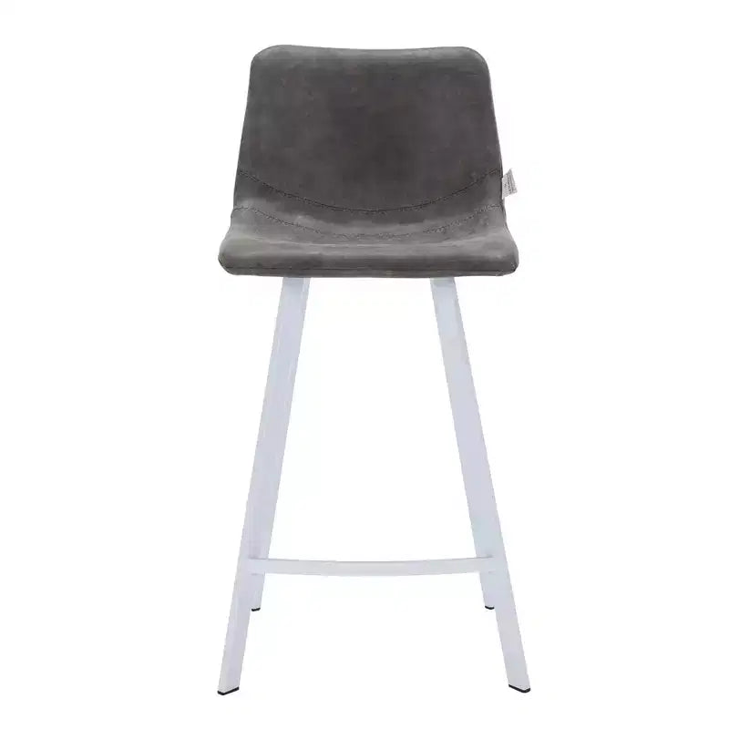 LeisureMod Elland 35 Taburete de Bar Tapizado en Piel con Base Blanca de Acero Inoxidable - Taburete Moderno de Altura de Encimera para Cocina, Bar y Pub