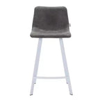 LeisureMod Elland 35 Taburete de Bar Tapizado en Piel con Base Blanca de Acero Inoxidable - Taburete Moderno de Altura de Encimera para Cocina, Bar y Pub
