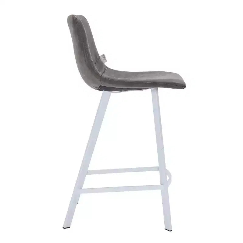 LeisureMod Elland 35 Taburete de Bar Tapizado en Piel con Base Blanca de Acero Inoxidable - Taburete Moderno de Altura de Encimera para Cocina, Bar y Pub