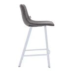 LeisureMod Elland 35 Taburete de Bar Tapizado en Piel con Base Blanca de Acero Inoxidable - Taburete Moderno de Altura de Encimera para Cocina, Bar y Pub