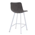 LeisureMod Elland 35 Taburete de Bar Tapizado en Piel con Base Blanca de Acero Inoxidable - Taburete Moderno de Altura de Encimera para Cocina, Bar y Pub