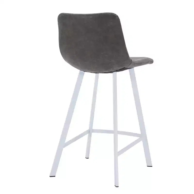 LeisureMod Elland 35 Taburete de Bar Tapizado en Piel con Base Blanca de Acero Inoxidable - Taburete Moderno de Altura de Encimera para Cocina, Bar y Pub