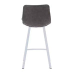 LeisureMod Elland 35 Taburete de Bar Tapizado en Piel con Base Blanca de Acero Inoxidable - Taburete Moderno de Altura de Encimera para Cocina, Bar y Pub