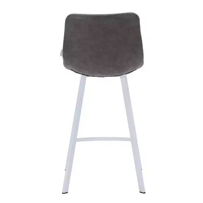 LeisureMod Elland 35 Taburete de Bar Tapizado en Piel con Base Blanca de Acero Inoxidable - Taburete Moderno de Altura de Encimera para Cocina, Bar y Pub