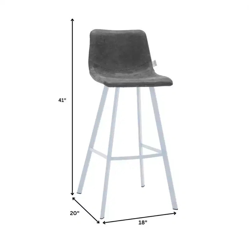 LeisureMod Elland 35 Taburete de Bar Tapizado en Piel con Base Blanca de Acero Inoxidable - Taburete Moderno de Altura de Encimera para Cocina, Bar y Pub