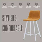 LeisureMod Elland 35 Taburete de Bar Tapizado en Piel con Base Blanca de Acero Inoxidable - Taburete Moderno de Altura de Encimera para Cocina, Bar y Pub