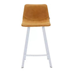 LeisureMod Elland 35 Taburete de Bar Tapizado en Piel con Base Blanca de Acero Inoxidable - Taburete Moderno de Altura de Encimera para Cocina, Bar y Pub