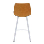 LeisureMod Elland 35 Taburete de Bar Tapizado en Piel con Base Blanca de Acero Inoxidable - Taburete Moderno de Altura de Encimera para Cocina, Bar y Pub