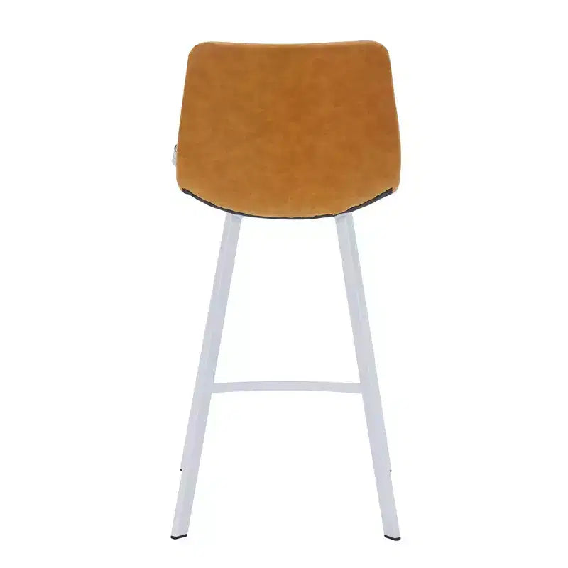 LeisureMod Elland 35 Taburete de Bar Tapizado en Piel con Base Blanca de Acero Inoxidable - Taburete Moderno de Altura de Encimera para Cocina, Bar y Pub