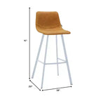 LeisureMod Elland 35 Taburete de Bar Tapizado en Piel con Base Blanca de Acero Inoxidable - Taburete Moderno de Altura de Encimera para Cocina, Bar y Pub