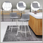 LeisureMod Elland 35 Taburete de Bar Tapizado en Piel con Base Blanca de Acero Inoxidable - Taburete Moderno de Altura de Encimera para Cocina, Bar y Pub