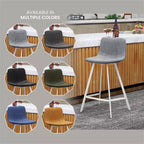 LeisureMod Elland 35 Taburete de Bar Tapizado en Piel con Base Blanca de Acero Inoxidable - Taburete Moderno de Altura de Encimera para Cocina, Bar y Pub